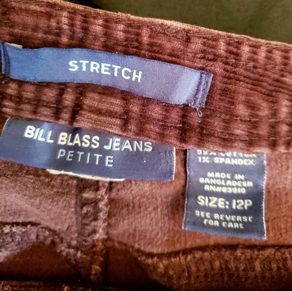 Bill Blass Women's Stretch Corduroy Pants 12 Petite Dark Chocolate Brown FF156 - Picture 5 of 8